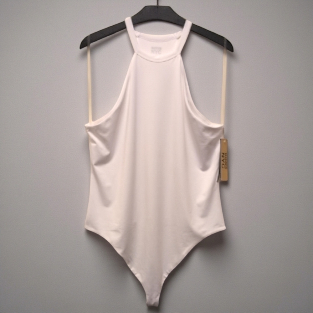 Madden NYC Thong Back Bodysuit Snap Closure White NEW XXL